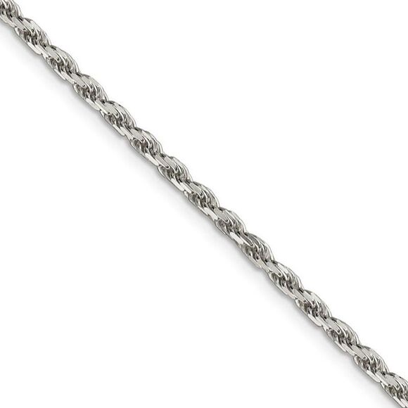 2.5mm, Sterling Silver Diamond Cut Solid Rope Chain Necklace, 28 Inch - Picture 1 of 8